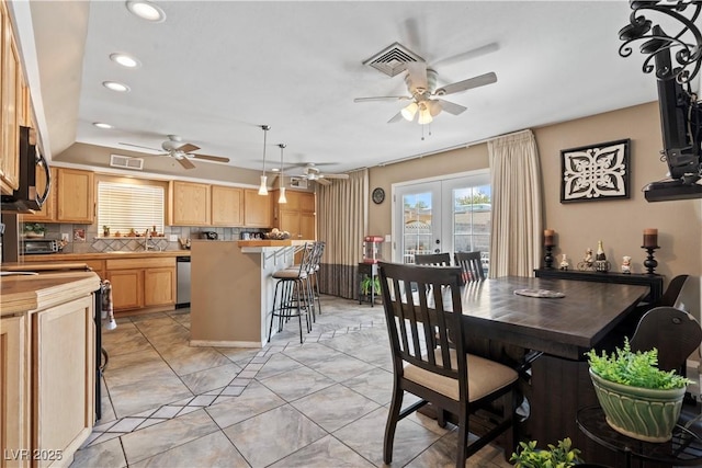 3661 Margarita Way, Las Vegas, NV 89103 - dining room with ceiling fan, plenty of natural light, recessed lighting, and french doors