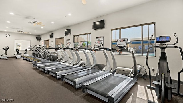4410 E Brusca Way, Pahrump, NV 89061 - exercise room featuring ceiling fan and recessed lighting