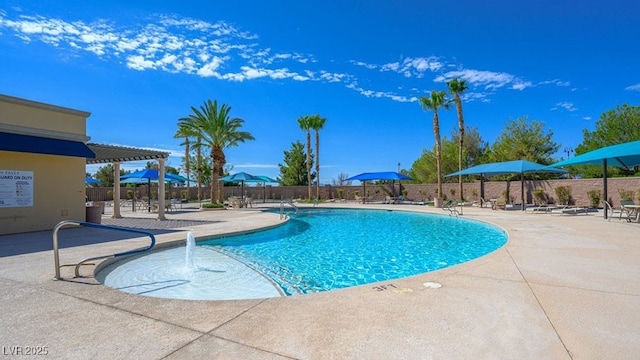 4410 E Brusca Way, Pahrump, NV 89061 - community pool with a patio, fence, and a pergola