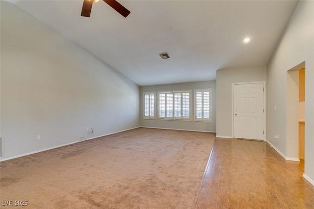 10009 Netherton Dr, Las Vegas, NV 89134 - spare room featuring a ceiling fan, baseboards, recessed lighting, and light wood-style flooring