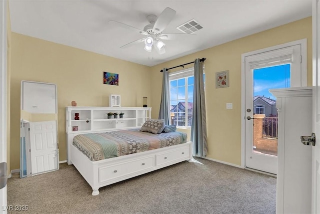 10230 Danskin Dr, Las Vegas, NV 89166 - carpeted bedroom featuring access to outside, ceiling fan, and baseboards