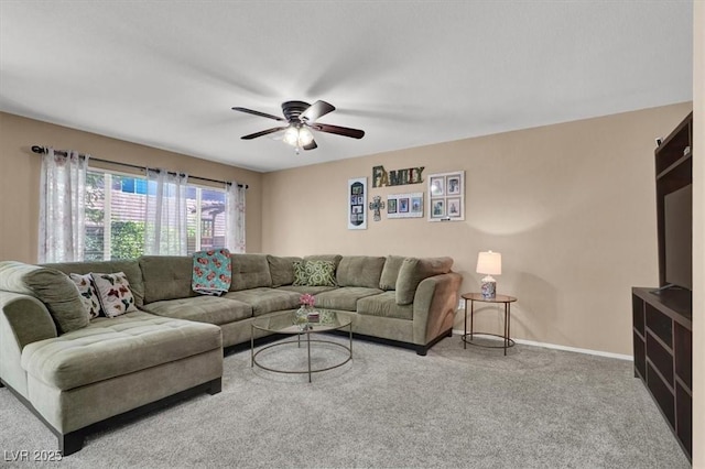 10230 Danskin Dr, Las Vegas, NV 89166 - living room with carpet, ceiling fan, and baseboards