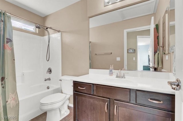 10230 Danskin Dr, Las Vegas, NV 89166 - bathroom with toilet, shower / bath combo, and vanity