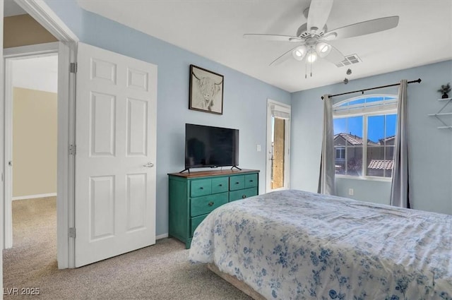 10230 Danskin Dr, Las Vegas, NV 89166 - bedroom featuring light colored carpet, ceiling fan, and baseboards