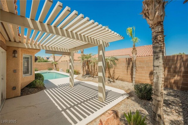 3882 Genoa Dr, Las Vegas, NV 89141 - view of patio featuring a pergola and a fenced backyard