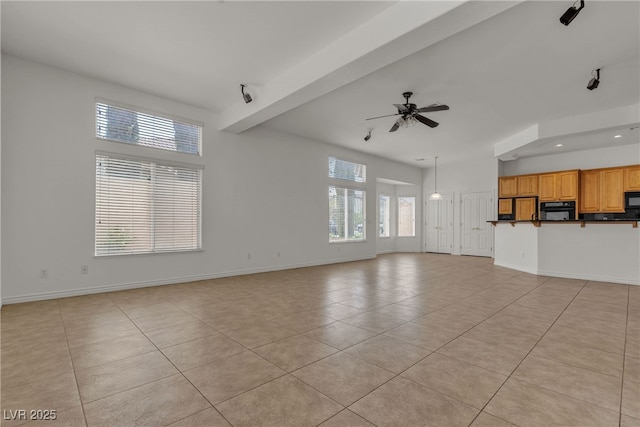 1532 Via Cassia, Henderson, NV 89052 - unfurnished living room with light tile patterned floors, ceiling fan, recessed lighting, and baseboards