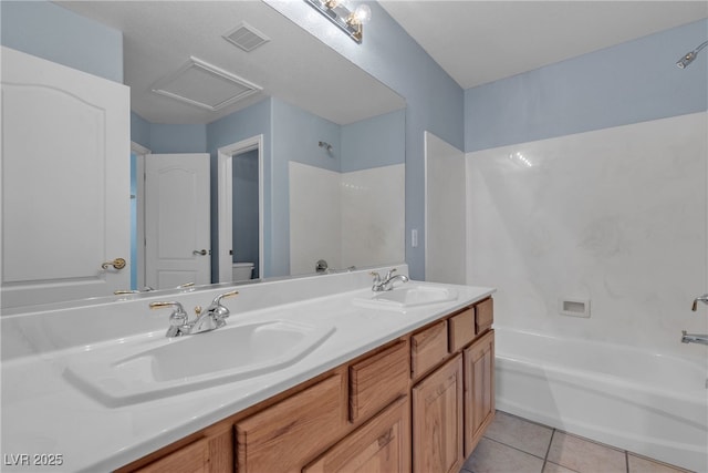 1532 Via Cassia, Henderson, NV 89052 - full bathroom featuring  shower combination, double vanity, and tile patterned floors