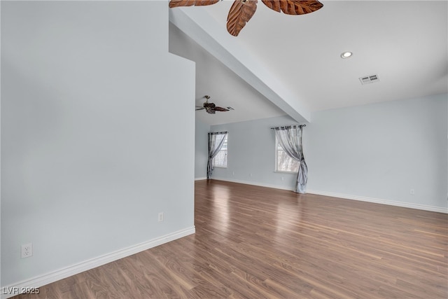 1532 Via Cassia, Henderson, NV 89052 - unfurnished living room featuring a ceiling fan, wood finished floors, and recessed lighting