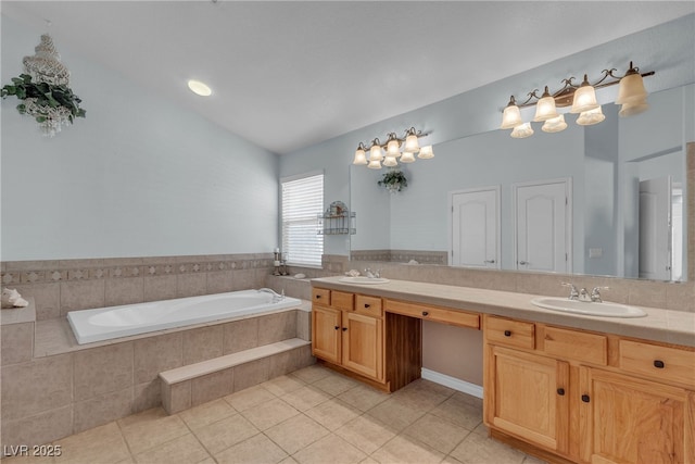 1532 Via Cassia, Henderson, NV 89052 - full bath featuring double vanity, a garden tub, and tile patterned floors