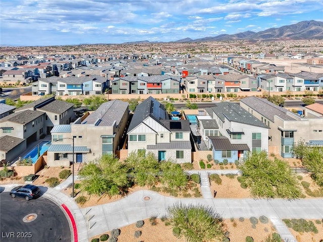 aerial perspective of suburban area with mountains