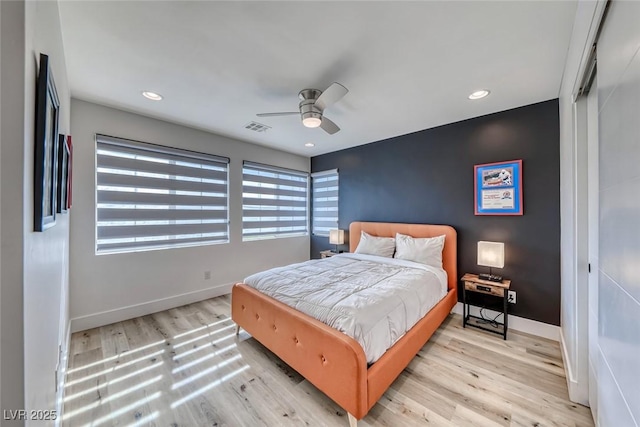 2637 Via Monet, Henderson, NV 89044 - bedroom featuring wood finished floors, recessed lighting, and ceiling fan