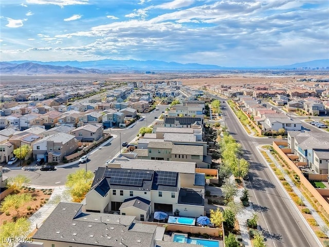 aerial perspective of suburban area with mountains