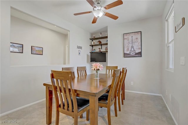 748 Dellenbaugh Ct, Las Vegas, NV 89178 - dining area featuring baseboards, light tile patterned floors, and a ceiling fan