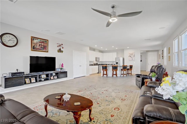 748 Dellenbaugh Ct, Las Vegas, NV 89178 - living room with ceiling fan, recessed lighting, and baseboards