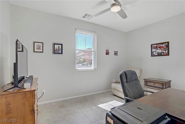 748 Dellenbaugh Ct, Las Vegas, NV 89178 - office space featuring ceiling fan, baseboards, and light tile patterned floors