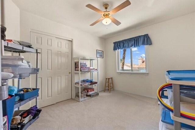 2024 Spruce Brook Dr, Henderson, NV 89074 - game room with a ceiling fan and carpet