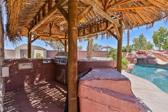 6224 Red Pine Ct, Las Vegas, NV 89130 - fenced backyard featuring a gazebo