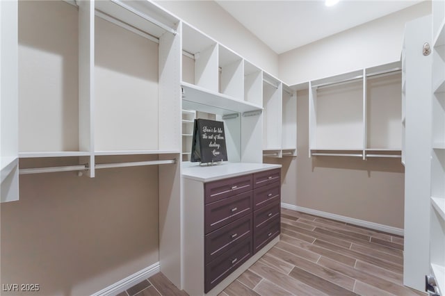 spacious closet with wood finished floors
