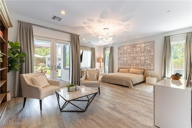 3458 W Agate Ave, Las Vegas, NV 89139 - bedroom featuring access to outside, multiple windows, french doors, and recessed lighting
