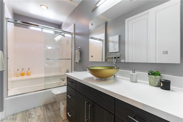 3458 W Agate Ave, Las Vegas, NV 89139 - full bathroom with vanity, combined bath / shower with glass door, and toilet