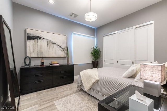 3458 W Agate Ave, Las Vegas, NV 89139 - bedroom with a closet, light wood-type flooring, and recessed lighting