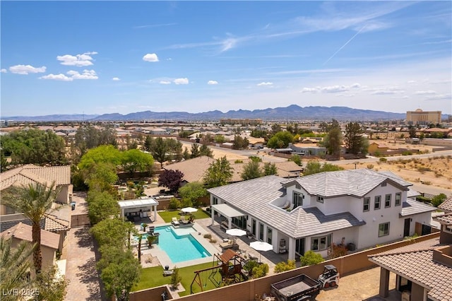 3458 W Agate Ave, Las Vegas, NV 89139 - view from above of property with a pool and a mountain backdrop