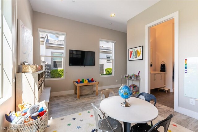3458 W Agate Ave, Las Vegas, NV 89139 - playroom with plenty of natural light, wood finished floors, baseboards, and recessed lighting