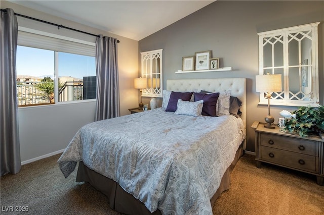 10336 Birch Bluff Ln, Las Vegas, NV 89145 - bedroom with vaulted ceiling, carpet floors, and baseboards