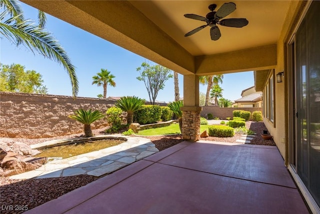 7434 Eggshell Dr, North Las Vegas, NV 89084 - view of patio with a ceiling fan and a fenced backyard