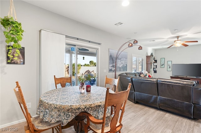 2720 Mickey Mantle Ct, Las Vegas, NV 89108 - dining space featuring a ceiling fan and light wood-type flooring