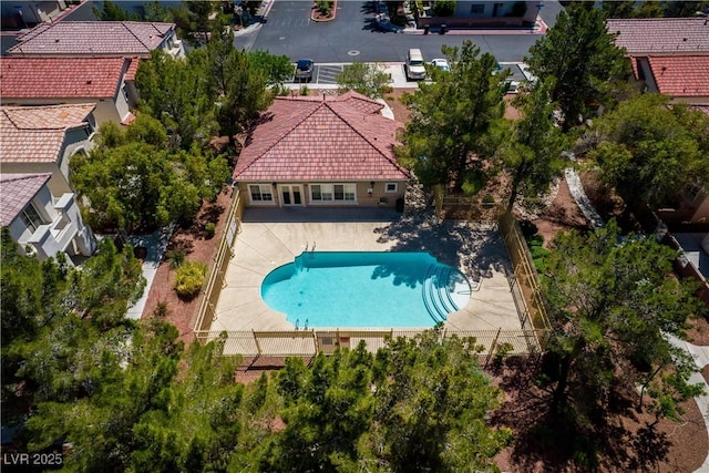 3120 Inlet Bay Ave, North Las Vegas, NV 89031 - aerial perspective of suburban area featuring a pool