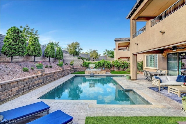 view of pool with a patio area and a fenced backyard