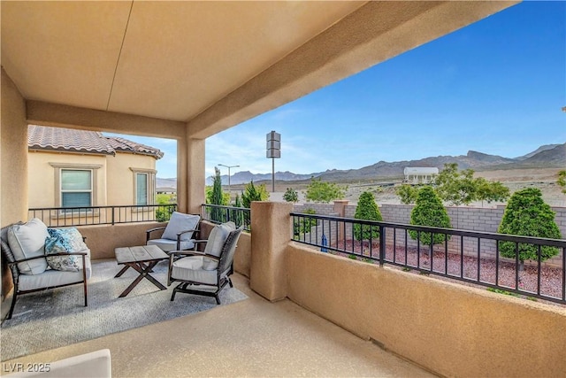 balcony with a mountain view