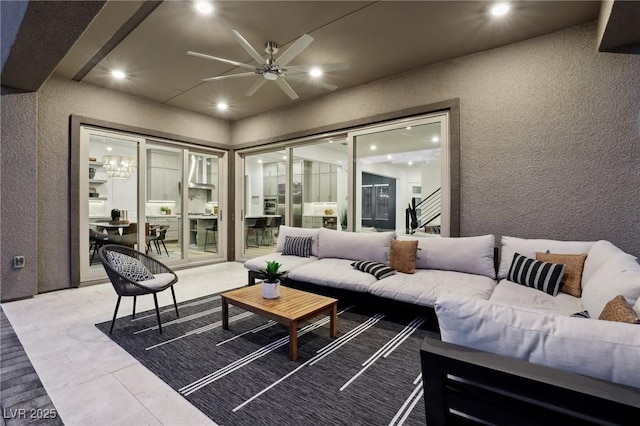12155 Sage Thunder Ave, Las Vegas, NV 89138 - view of patio / terrace featuring outdoor lounge area and ceiling fan