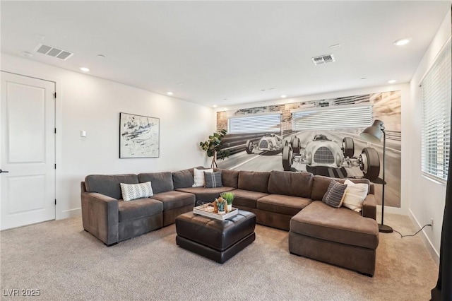 12155 Sage Thunder Ave, Las Vegas, NV 89138 - living room featuring carpet flooring, recessed lighting, and baseboards