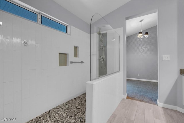 4644 Canna Dr, Las Vegas, NV 89122 - full bath featuring a walk in shower and a chandelier