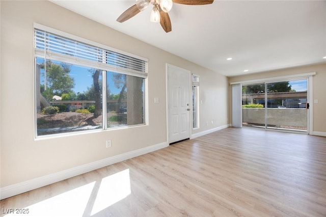 5217 Caspian Springs Dr Unit 101, Las Vegas, NV 89120 - entryway with a ceiling fan, wood finished floors, baseboards, and recessed lighting