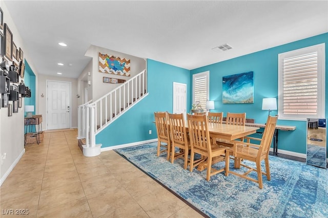 10353 Settlers Run Ave, Las Vegas, NV 89166 - dining room featuring stairway, baseboards, and recessed lighting
