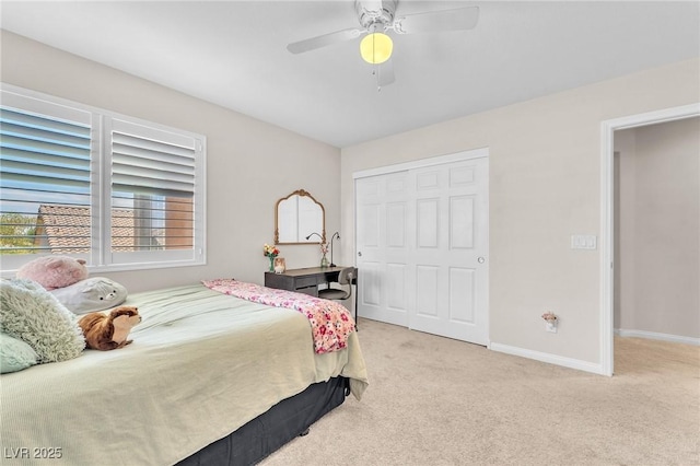 10353 Settlers Run Ave, Las Vegas, NV 89166 - bedroom featuring carpet, a closet, baseboards, and a ceiling fan