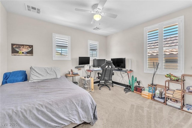 10353 Settlers Run Ave, Las Vegas, NV 89166 - carpeted bedroom with a ceiling fan, an office area, and baseboards