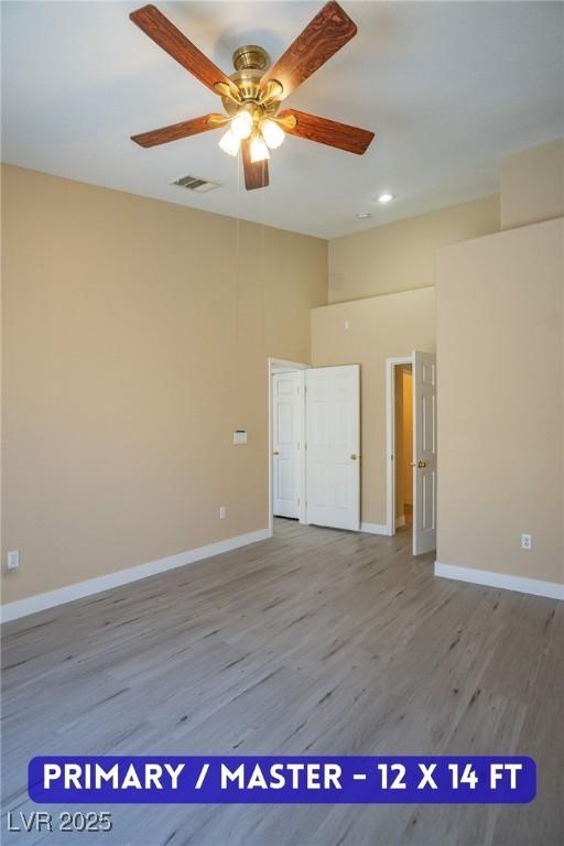 9710 Geiger Peak Ct, Las Vegas, NV 89148 - unfurnished room featuring wood finished floors, a ceiling fan, baseboards, and recessed lighting