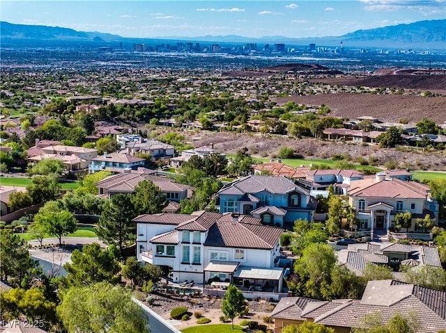 aerial perspective of suburban area featuring mountains