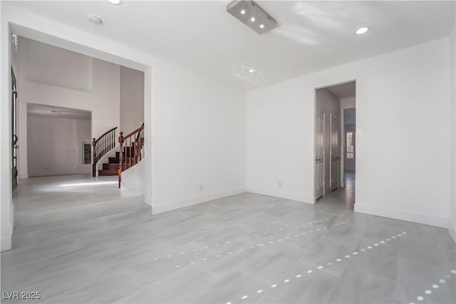 1316 Eagle Meadow Ct, Las Vegas, NV 89123 - empty room featuring stairway, baseboards, recessed lighting, and a smoke detector