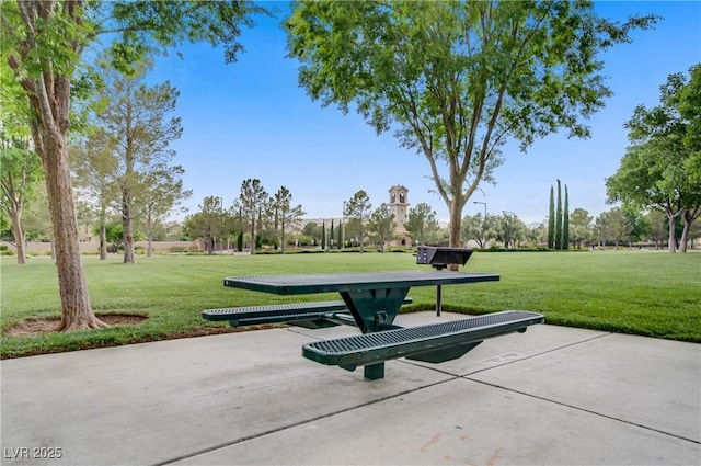 view of community featuring a lawn