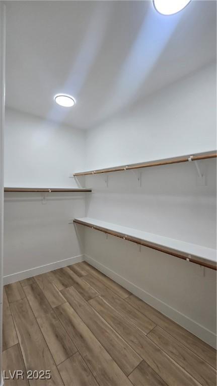 walk in closet featuring wood finished floors