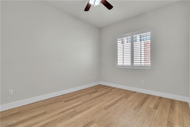 11621 La Mirago Pl, Las Vegas, NV 89138 - empty room with light wood-type flooring, a ceiling fan, and baseboards