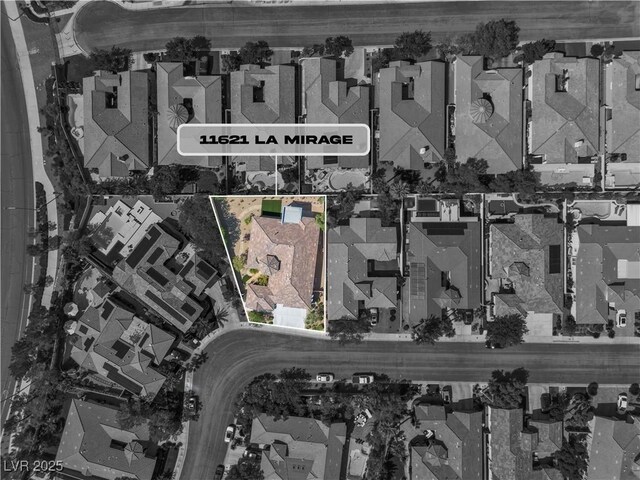 11621 La Mirago Pl, Las Vegas, NV 89138 - aerial view of residential area with property boundaries highlighted