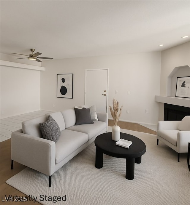 6908 Dorita Ave Unit 101, Las Vegas, NV 89108 - living area with recessed lighting and a ceiling fan