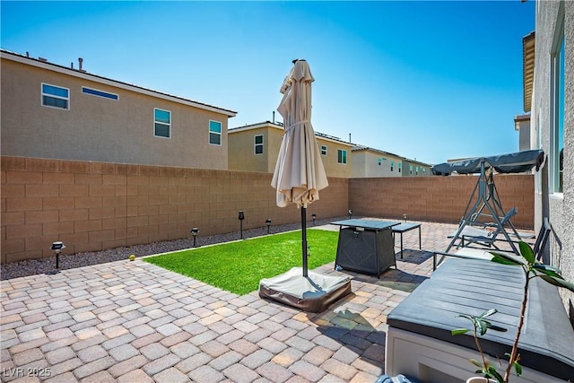 view of patio featuring a fenced backyard