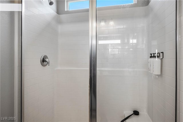 bathroom with a stall shower